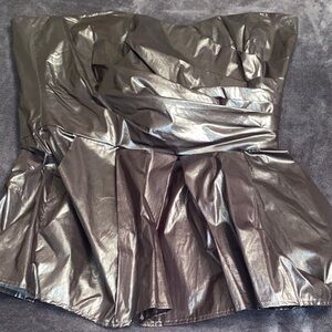 Hache metallic silver corset top